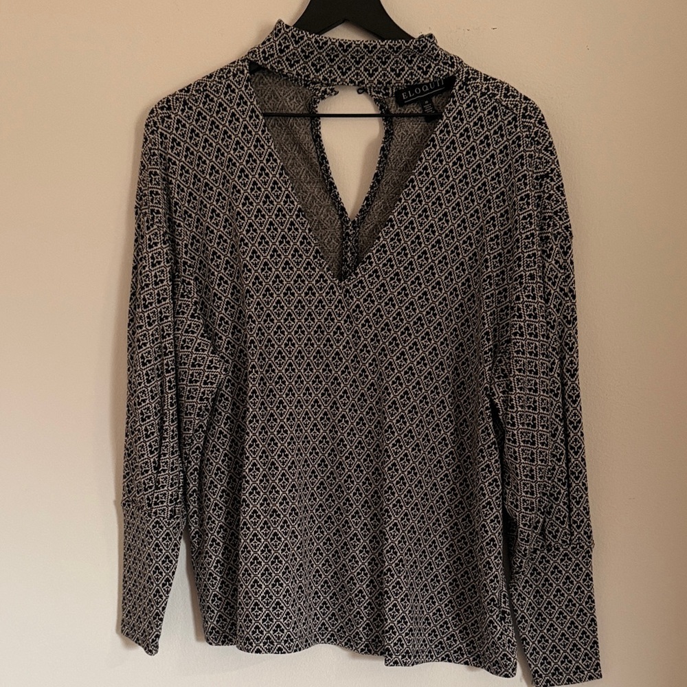 Eloquii Geometric Black and White Blouse